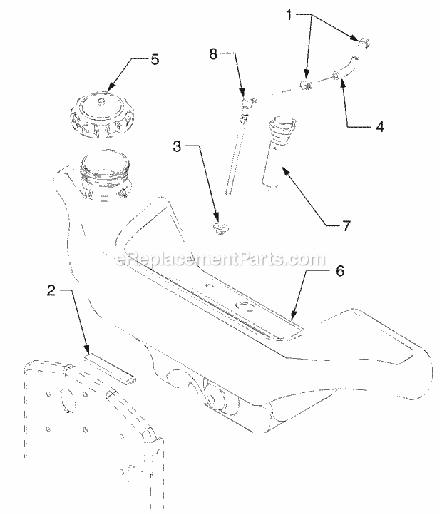 Fuel Tank Diagram and Parts List for 3185 14A-665-100 Cub Cadet Lawn Tractor